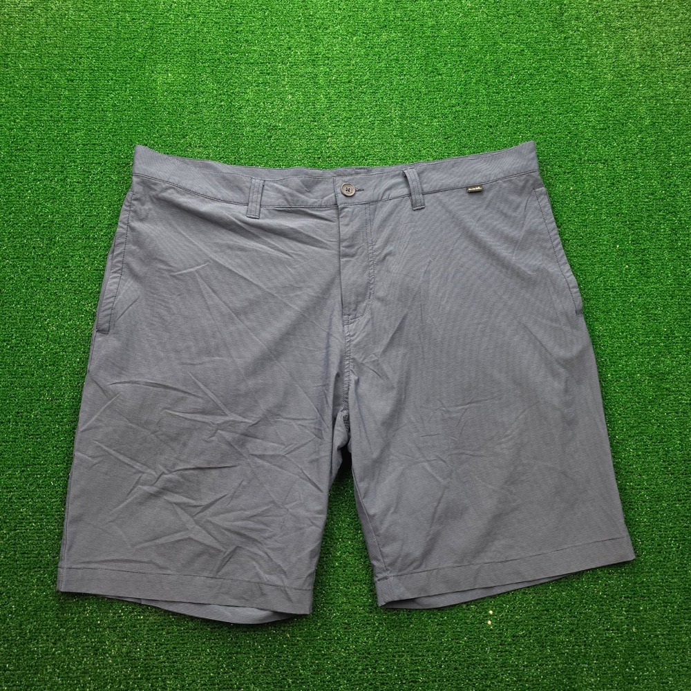 Travis Mathew Golf Shorts Mens 40 Slate Blue Chino Micro Striped 10" Inseam